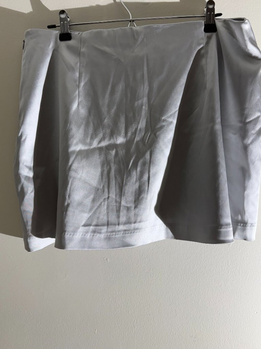 Abercrombie & Fitch Silver Satin Scarlett Mini Skort | Size L